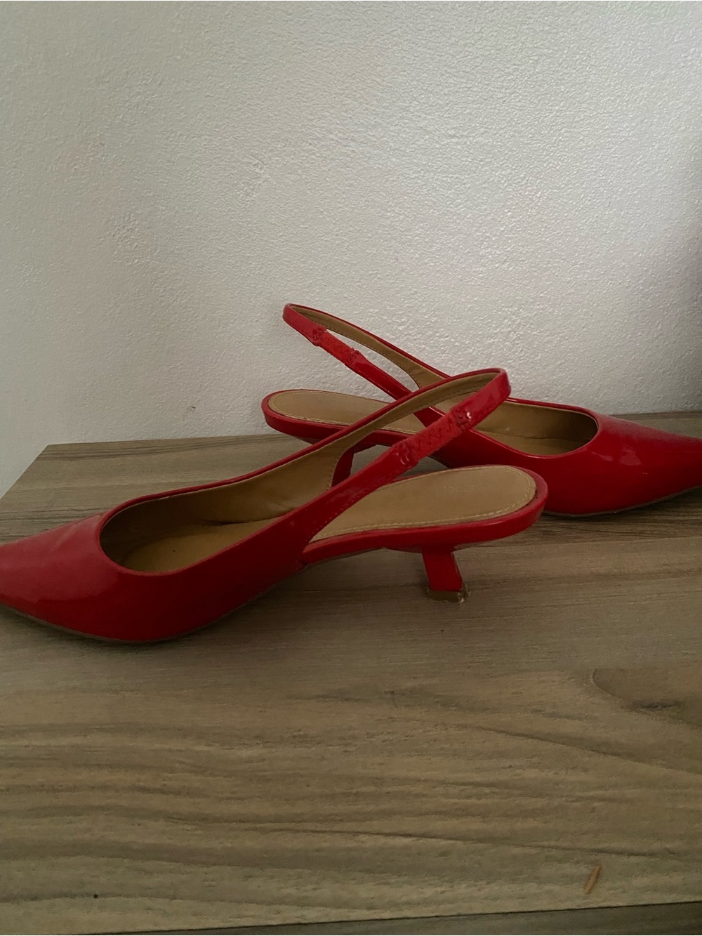 Express Red Patent Pointed-Toe Slingback Heels - Picture 4 of 6
